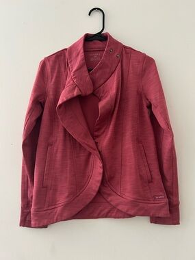 Jaanuu Women's Dusty Rose Draped Moto Sweater